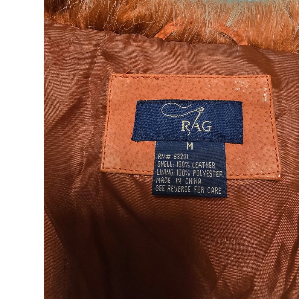 Y2K Vintage Suede Penny Lane Coat Faux Fur Trim Rust Orange Boho Jacket Medium - Picture 5 of 9